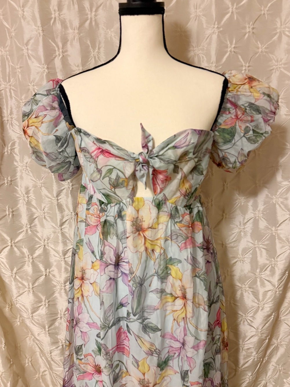 ASTR the Label Floral Off the Shoulder Midi Dress Blue Multi Tropical - Picture 4 of 12